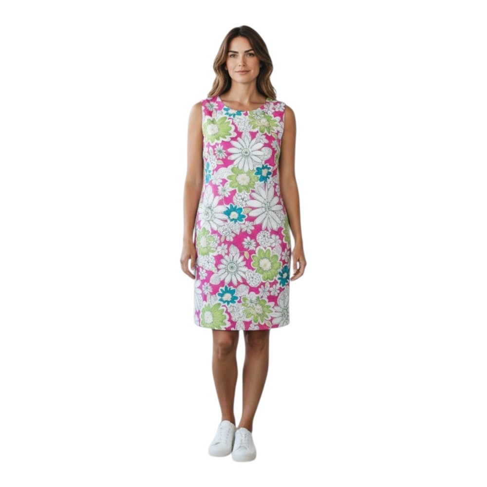Chadwicks Women's 12 Spring Floral Bright Stretch Cotton Blend Knee Length Dress